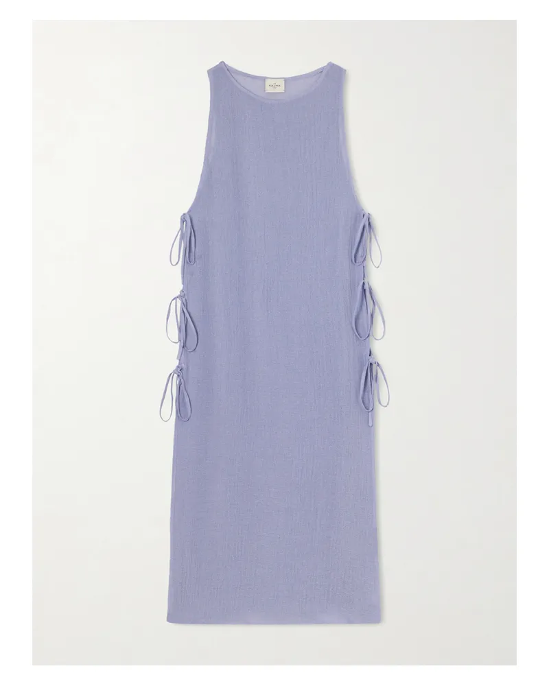 Le Kasha 1918 Jarajug Organic Linen Midi Dress - Blue Blue