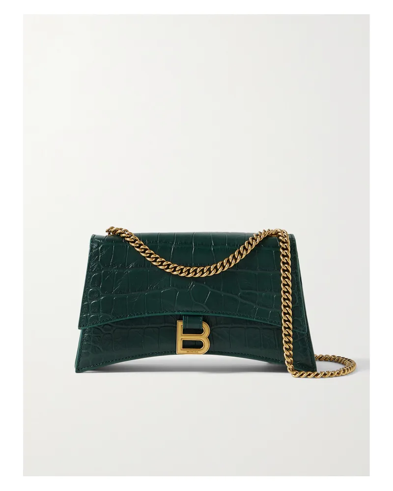 Balenciaga Crush Small Croc-effect Leather Shoulder Bag - Green Green