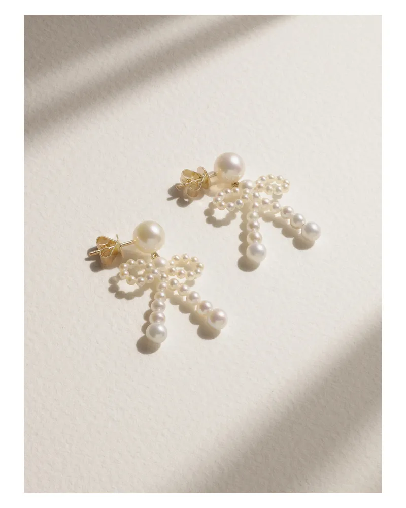 Sophie Bille Brahe Bow Ohrringe Aus Recyceltem 14 Karat Gold Mit Perlen Gold