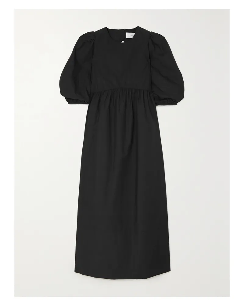 CAES Maxikleid Aus Popeline Aus Einer Baumwoll-lyocell-mischung Mit Raffungen Und Cut-out - Schwarz Schwarz