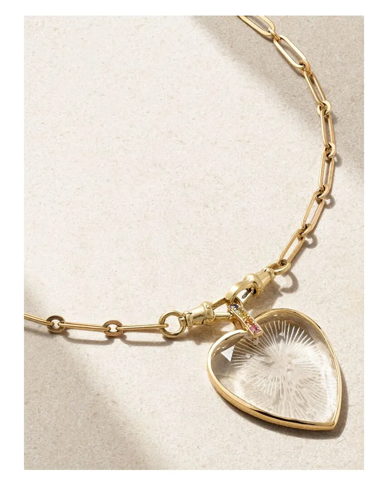 Pascale Monvoisin Gabin N°2 Kette Aus 9 Karat Gold Mit Bergkristall Und Saphiren Gold