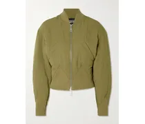 Paneled Quilted Recycled-shell Bomber Jacket - Green