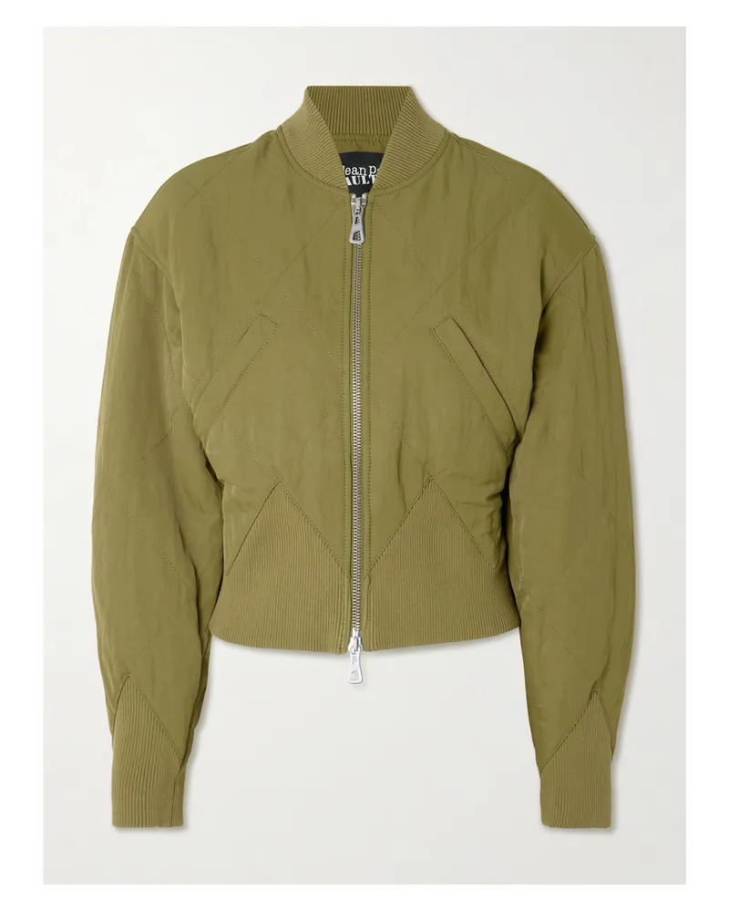 Jean Paul Gaultier Paneled Quilted Recycled-shell Bomber Jacket - Green Green