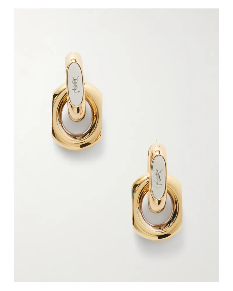 Saint Laurent Gold- Und Silberfarbene Ohrringe Gold