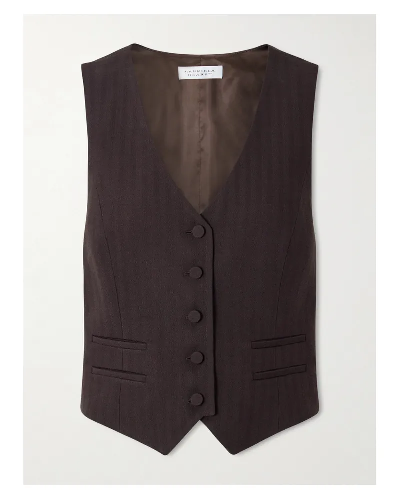 Gabriela Hearst Coleridge Striped Herringbone Wool-blend Gilet - Brown Brown