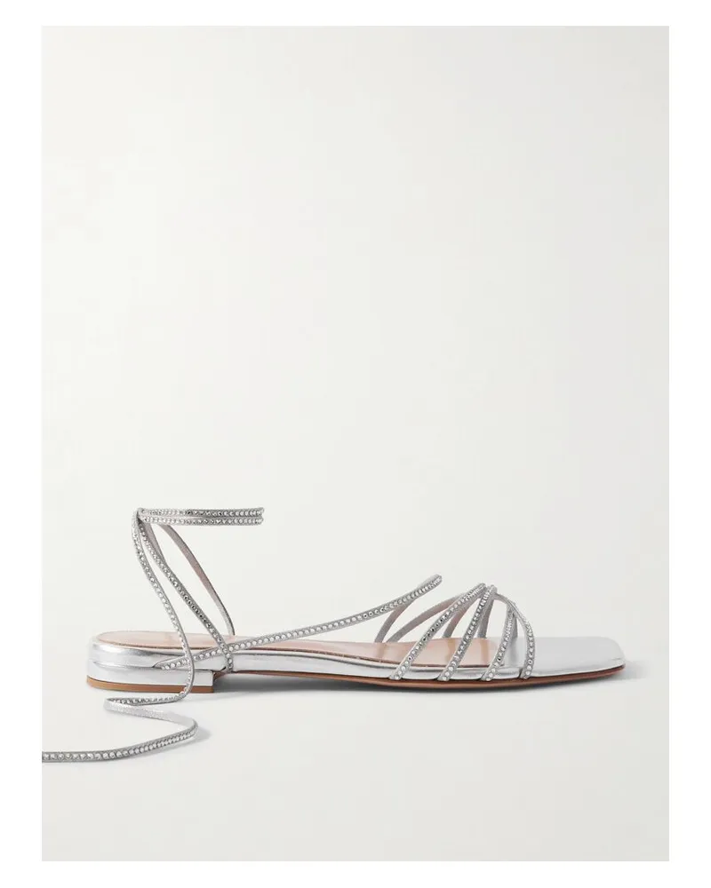 Gianvito Rossi Sandalen Aus Metallic-leder Mit Kristallen - Silber Silber