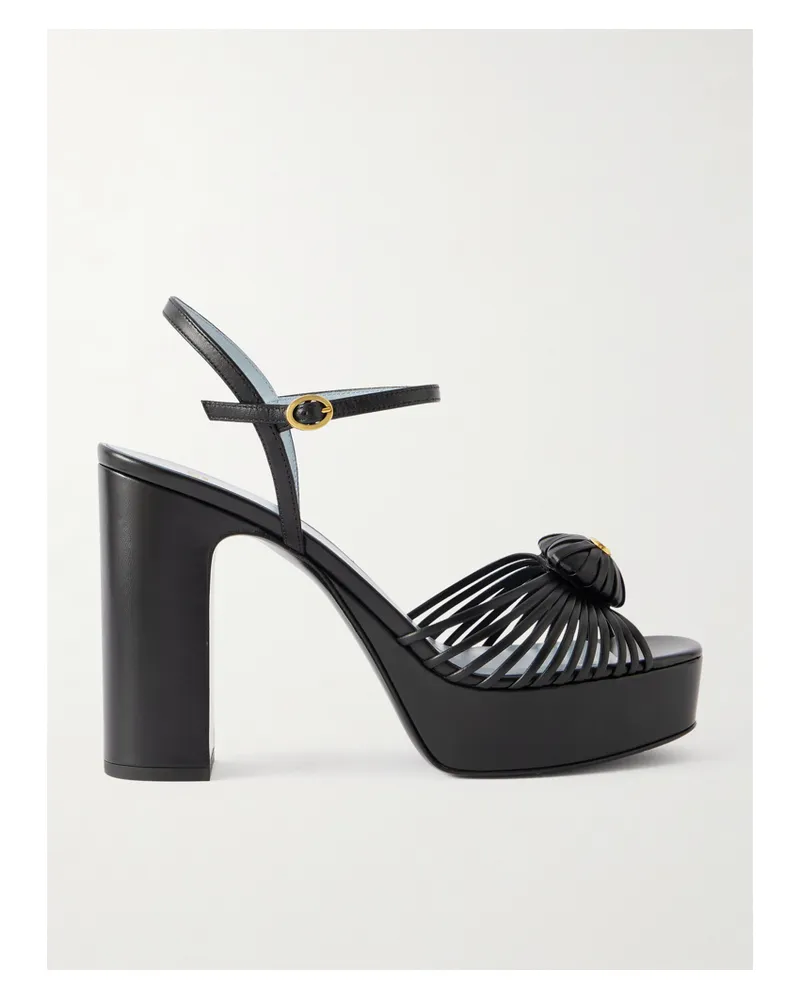 Valentino Garavani Royal 115 Embellished Leather Platform Sandals - Black Black