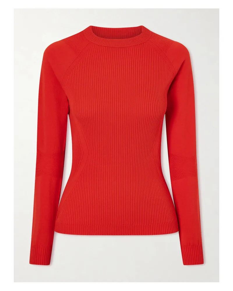 Moncler Appliquéd Ribbed-knit T-shirt - Red Red