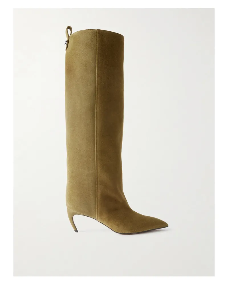 ATTICO Lea Kniehohe Stiefel Aus Veloursleder - Grün Grün