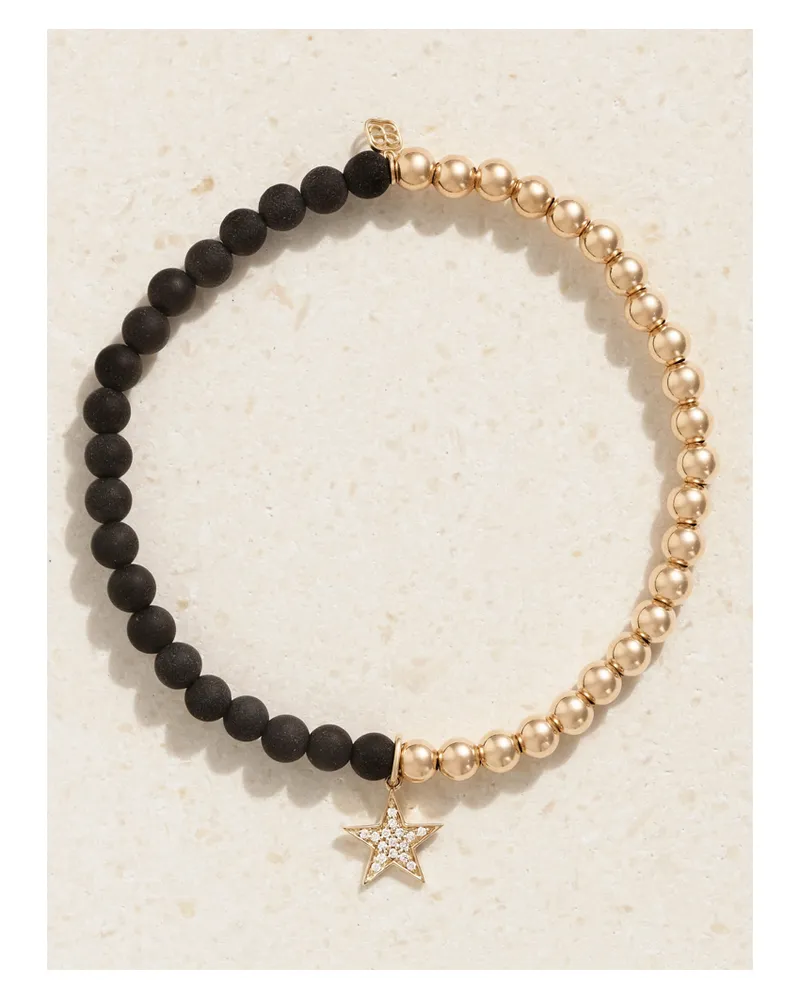 Sydney Evan Star Charm Armband Mit Onyxen, Diamanten Und Details Aus 14 Karat Gold Gold