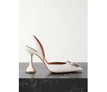 Begum Swarovski Crystal-embellished Leather Slingback Pumps - White