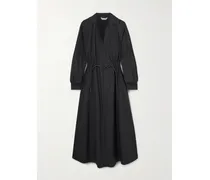 Maxi-hemdblusenkleid Aus Baumwolle Mit Kordelzugbund - Schwarz