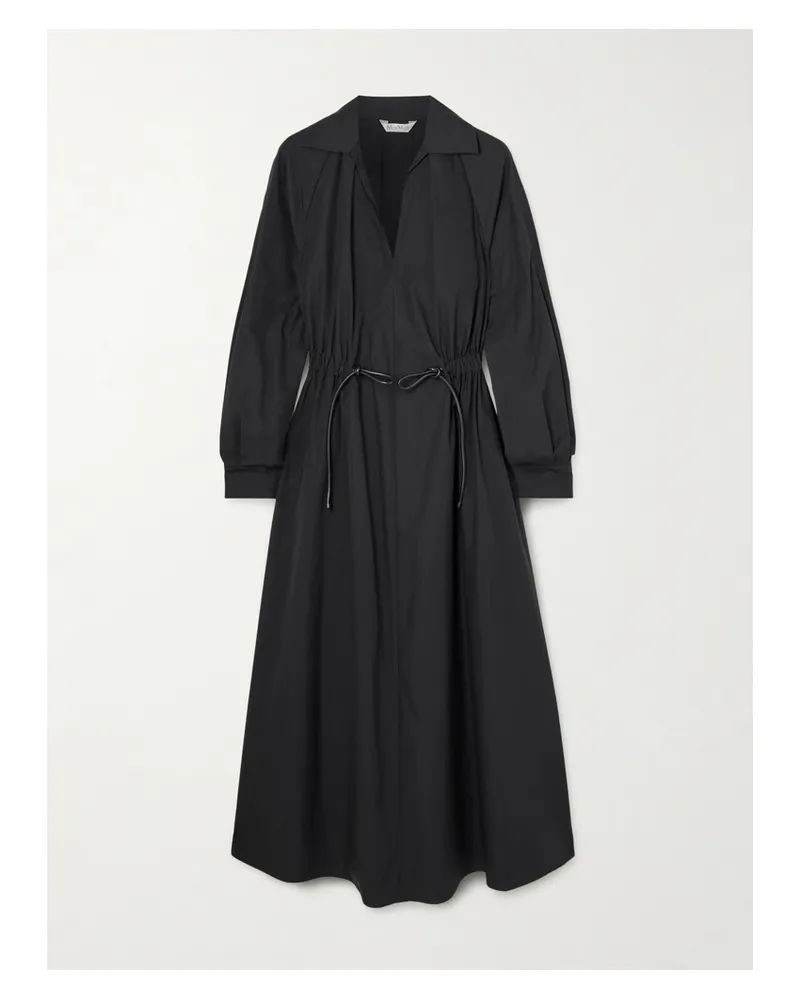 Max Mara Maxi-hemdblusenkleid Aus Baumwolle Mit Kordelzugbund - Schwarz Schwarz