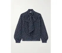 Melaina Schluppenbluse Aus Seide Mit Polka-dots - Blau