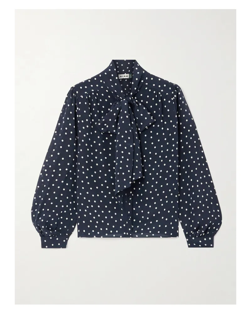 RIXO Melaina Schluppenbluse Aus Seide Mit Polka-dots - Blau Blau
