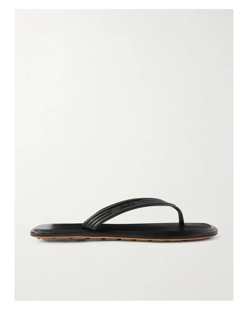 Bottega Veneta Sampieri Flat Thong Rubber Flip Flops - Black Black