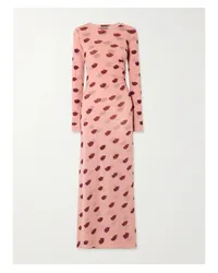 Stella McCartney Maxikleid aus Bedrucktem Tüll mit Raffungen Pink