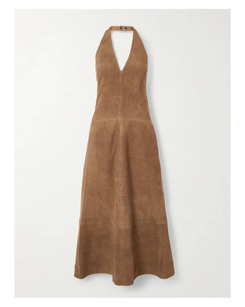 St. Agni Neckholder-maxikleid Aus Veloursleder - Braun Braun