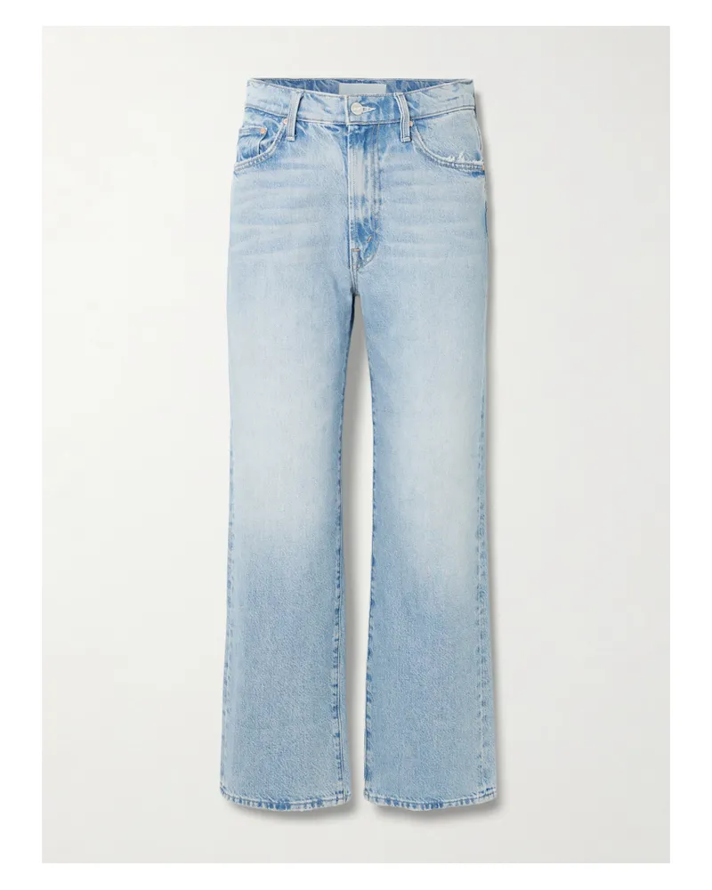 Mother The Rambler Zip Flood High-rise Straight-leg Jeans - Blue Blue