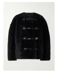 Totême Jacke aus Shearling mit Lederbesätzen Schwarz