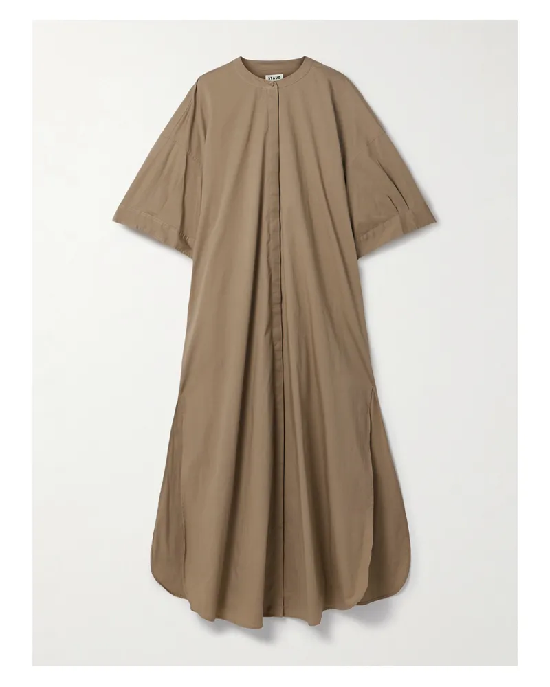 STAUD Enzo Maxi-hemdblusenkleid Aus Stretch-baumwollpopeline - Neutral Neutral