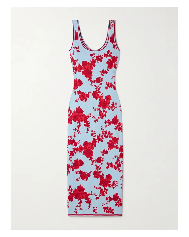 Carolina Herrera New York Midikleid Aus Seiden-jacquard - Blau Blau