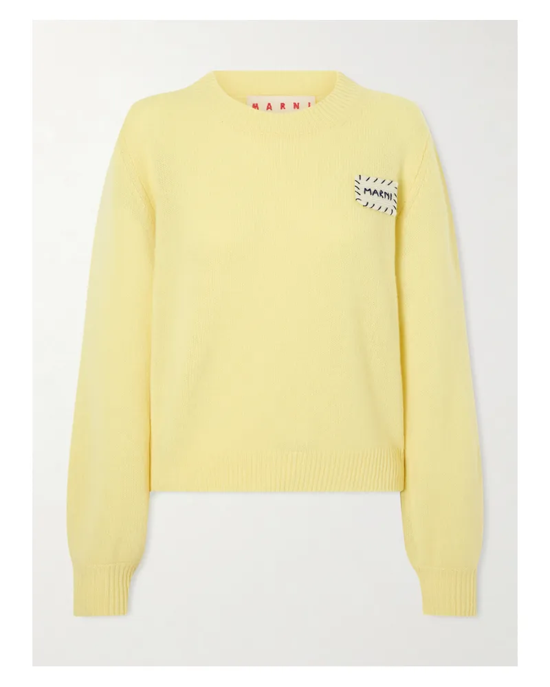 Marni Pullover Aus Kaschmir Mit Applikation - Gelb Gelb