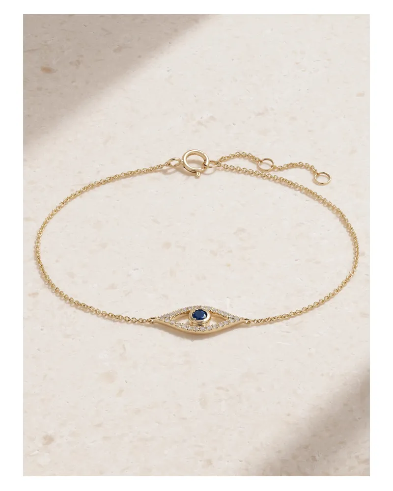 Stone & Strand Evil Eye Armband Aus 14 Karat Gold Mit Diamanten Und Saphir Gold