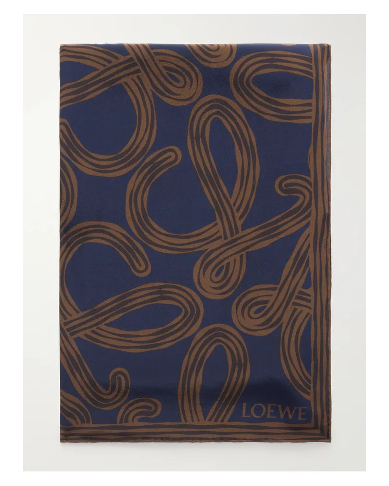Loewe Paula's Ibiza Printed Silk Scarf - Brown Brown