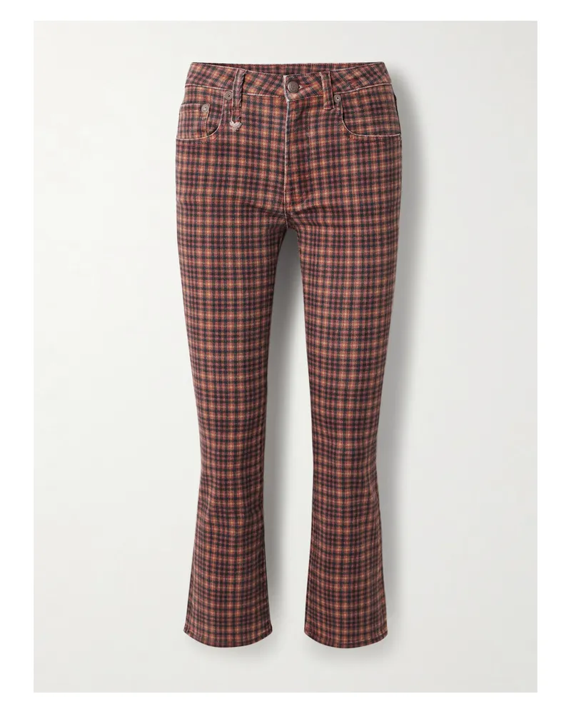 R13 Kick Fit Verkürzte, Hoch Sitzende Schlagjeans Aus Kariertem Denim - Lila Lila