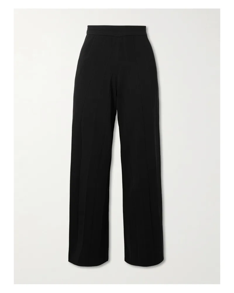 Max Mara Lama Hose Aus Geripptem Jersey Mit Weitem Bein - Schwarz Schwarz