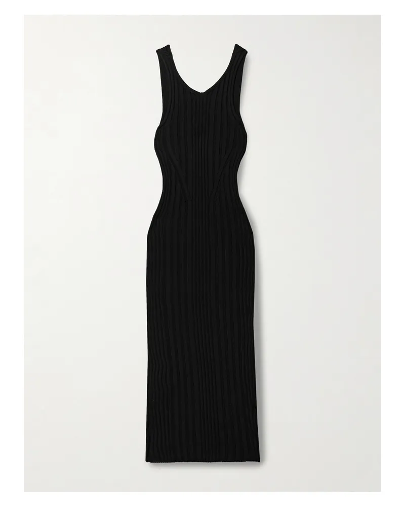 KHAITE Ottilie Midikleid Aus Einer Gerippten Baumwollmischung - Schwarz Schwarz