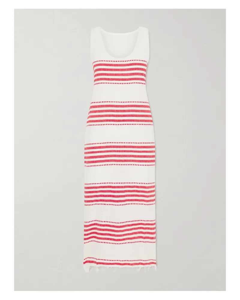 lemlem Lilian Striped Cotton-blend Gauze Midi Dress - Red Red