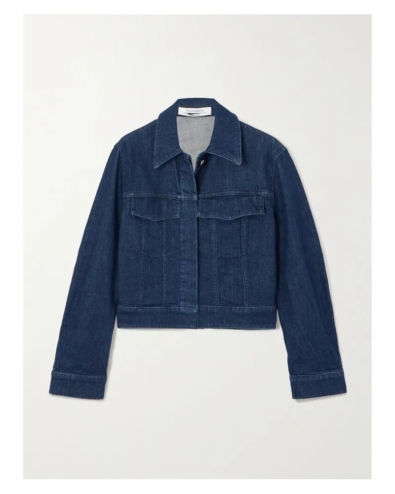 Another Tomorrow Verkürzte Jeansjacke - Blau Blau