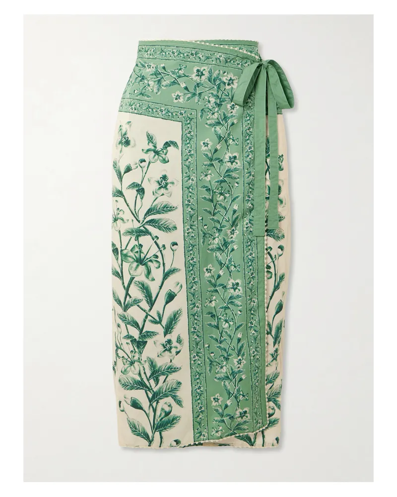 AGUA BENDITA Luna Ceiba Pareo Aus Baumwolle Mit Blumenprint - Grün Grün