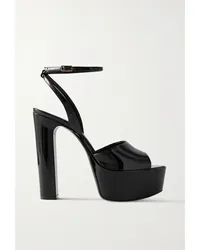 Saint Laurent Jodie Plateausandalen aus Lackleder Schwarz