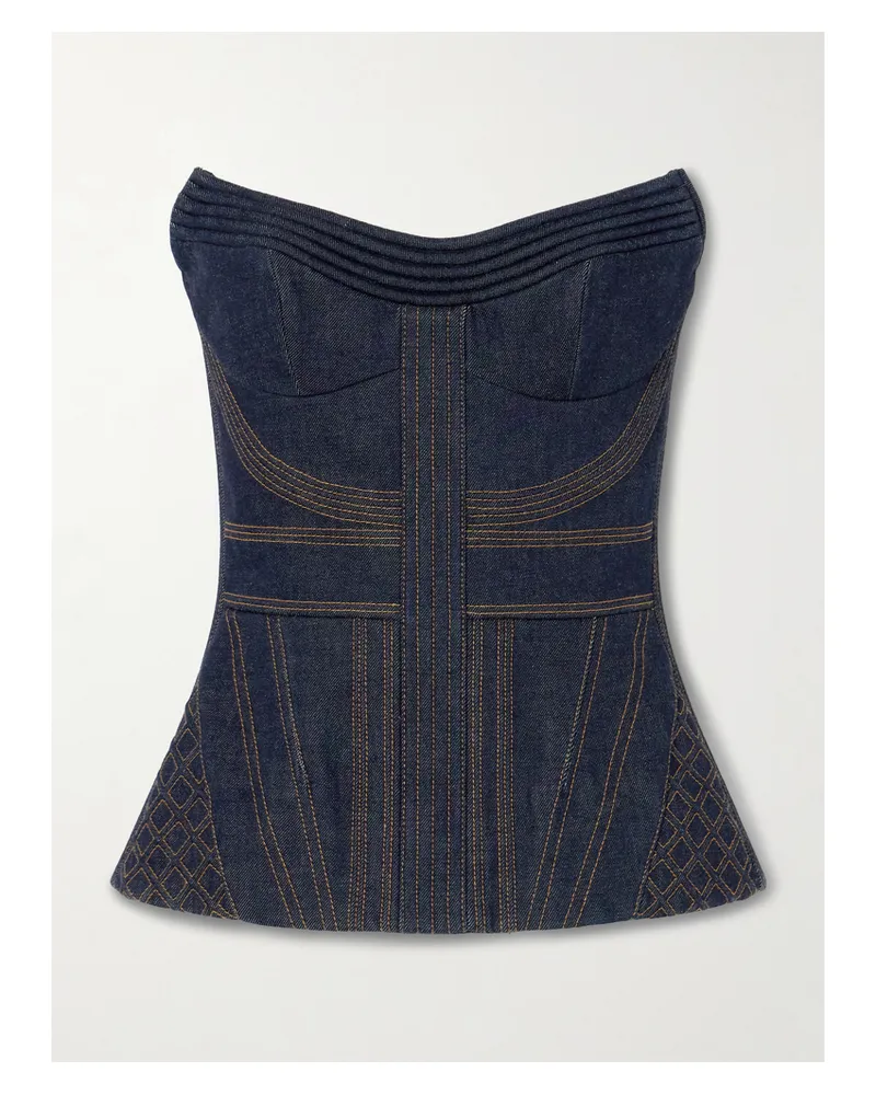 Zimmermann Denim Corset Top - Blue Blue