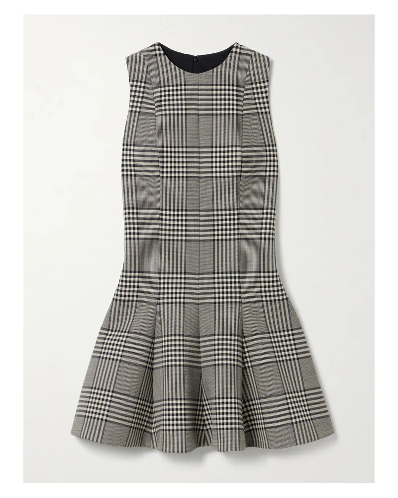 Brandon Maxwell The Sophie Minikleid Aus Woll-tweed Mit Glencheck-muster - Grau Grau