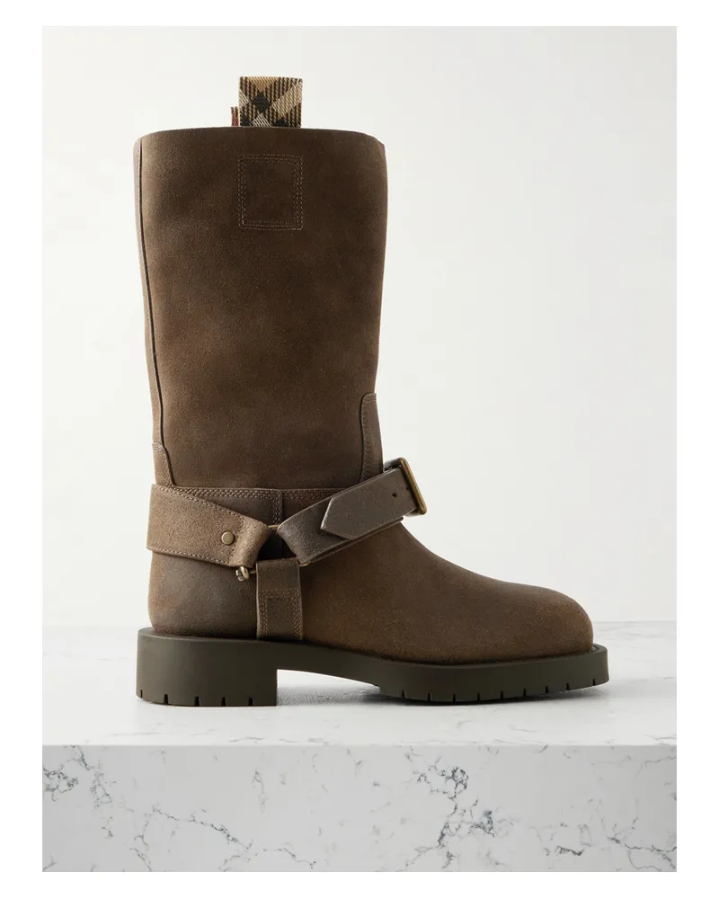 Burberry Stiefel Aus Veloursleder Mit Schnalle - Grün Grün