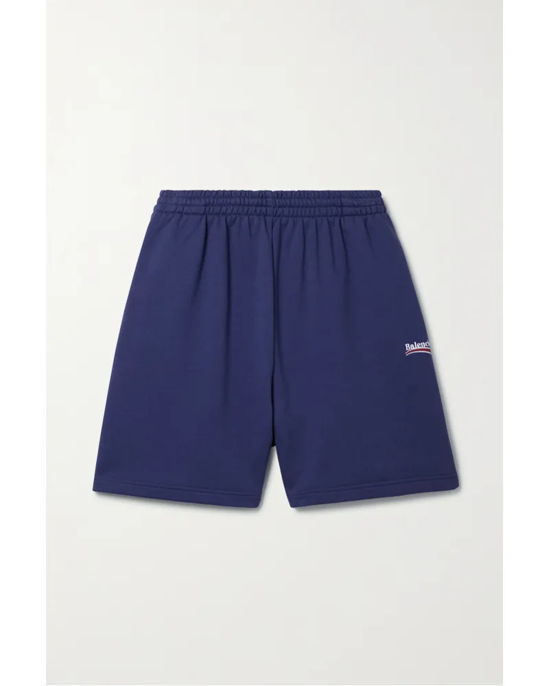 Balenciaga Shorts aus Baumwoll-jersey mit Stickerei Blau