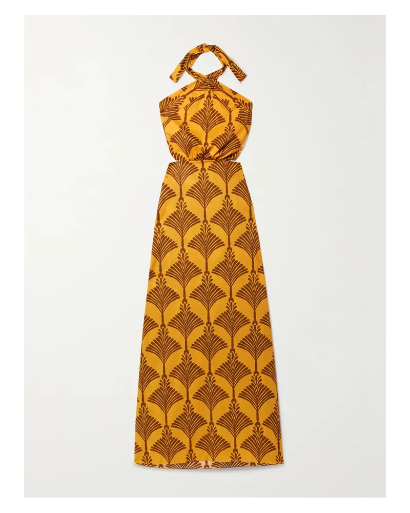 Johanna Ortiz Net Sustain Lake Nakuru Neckholder-maxikleid Aus Bedruckter Baumwolle Mit Cut-outs - Gelb Gelb