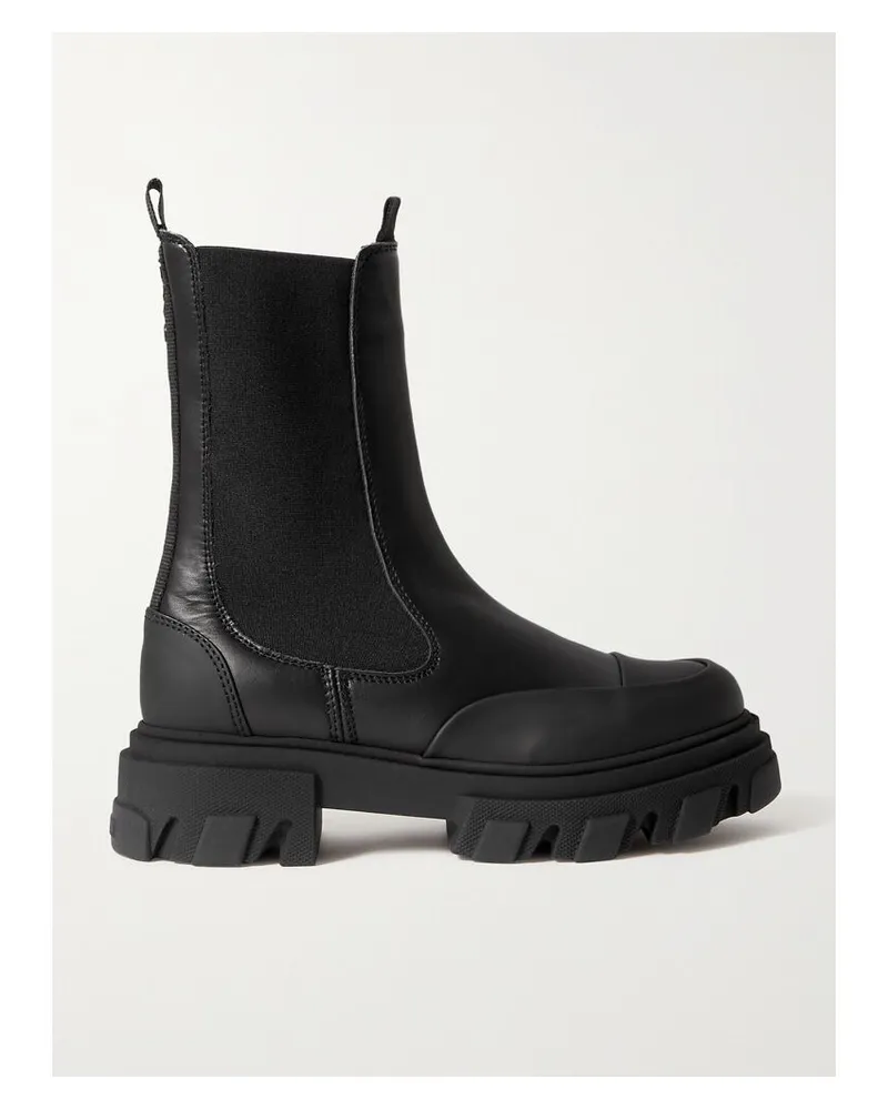 Ganni Chelsea Boots Aus Leder - Schwarz Schwarz