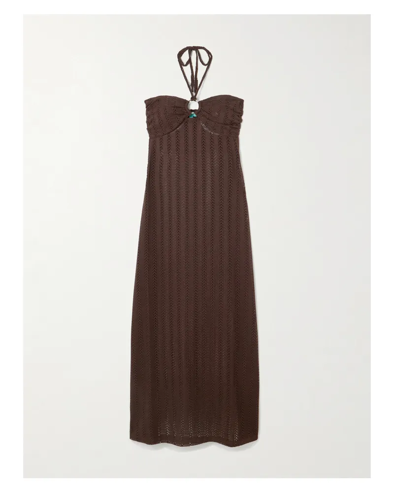 Melissa Odabash Harriet Embellished Crocheted Halterneck Maxi Dress - Brown Brown
