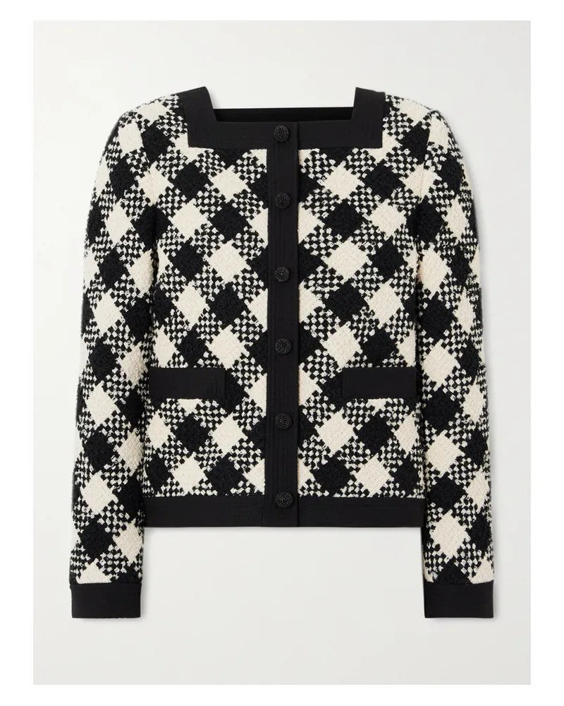 Valentino Garavani Damier Jacke Aus Kariertem Bouclé-tweed - Schwarz Schwarz