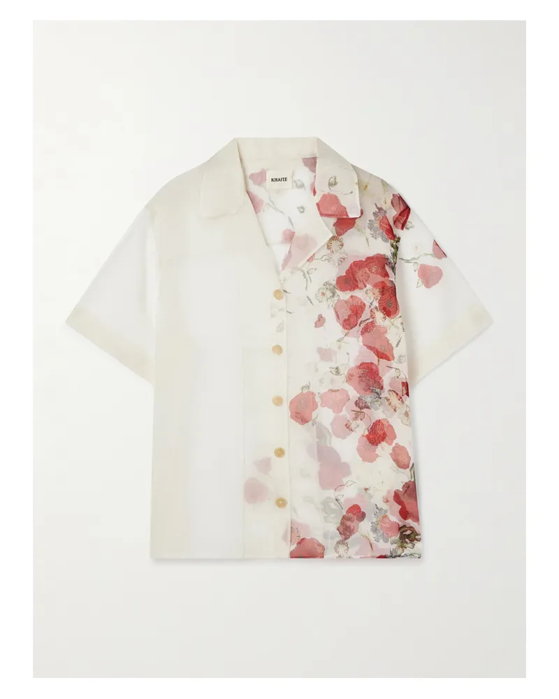 KHAITE Riordan Hemd Aus Seidenorganza Mit Print - Creme Creme
