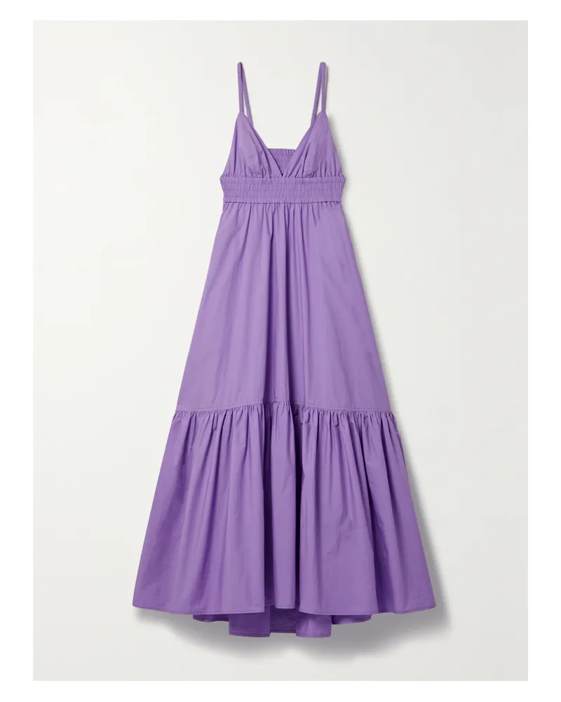 A.L.C. Rhodes Midikleid Aus Baumwollpopeline Mit Raffungen Und Cut-out - Lila Lila