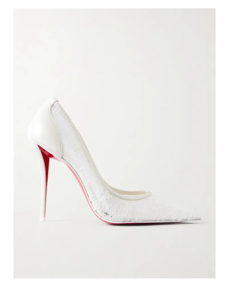 Christian Louboutin Miss Z Mesh 100mm Lace Stiletto Heel Pumps - White White