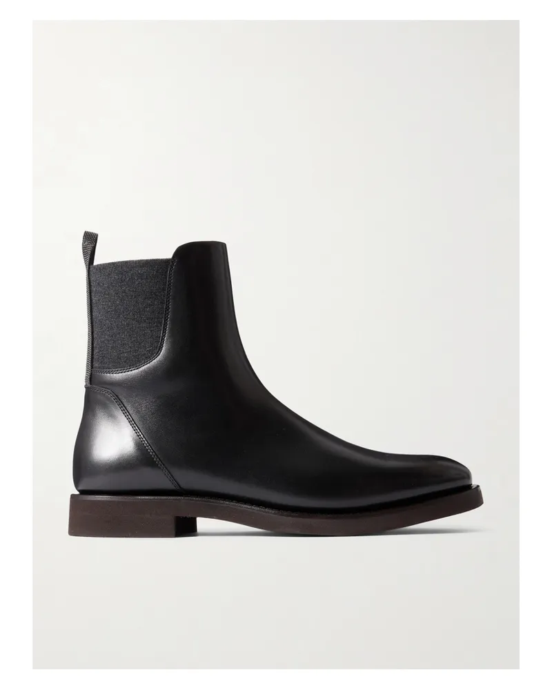 Brunello Cucinelli Chelsea Boots Aus Leder Mit Zierperlen - Schwarz Schwarz
