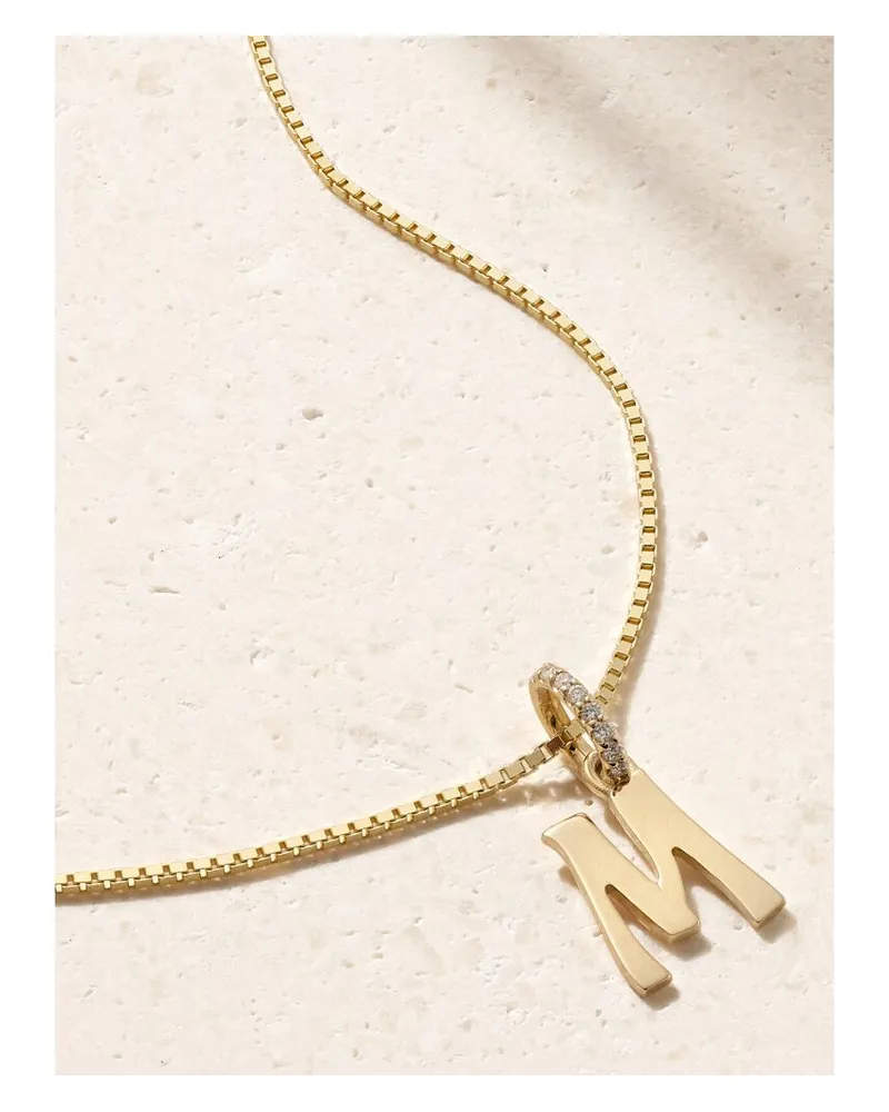 Marlo Laz Letter Charm Kette Aus 14 Karat Gold Mit Diamanten Gold