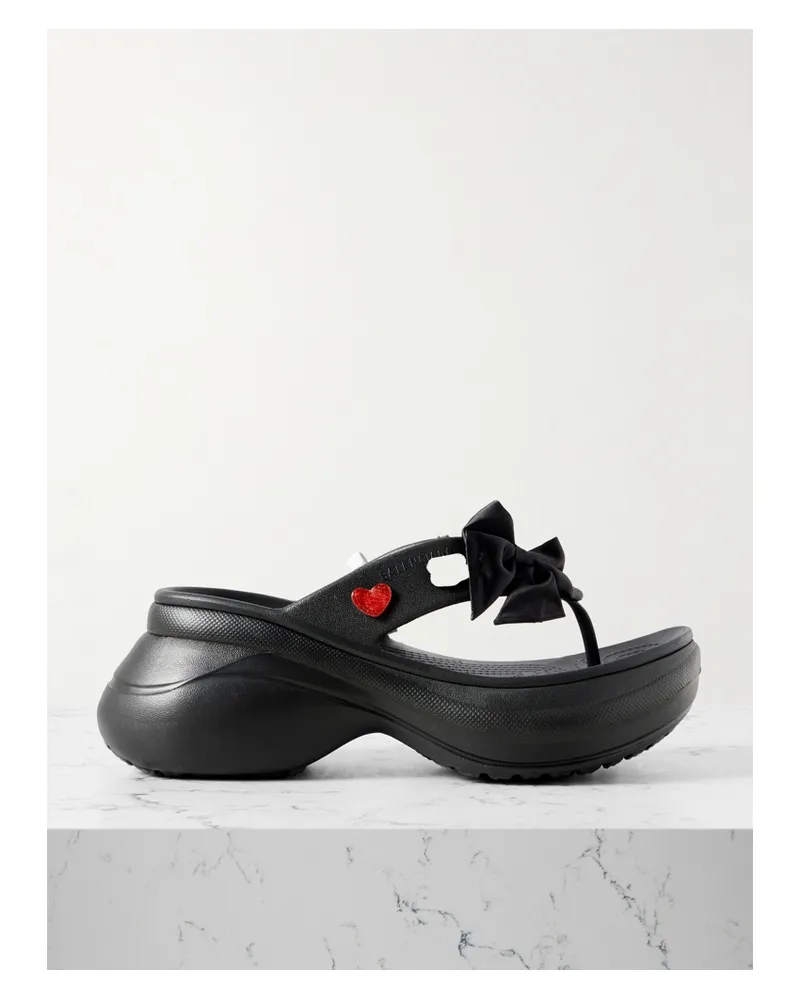 Balenciaga Crocs™ Embellished Rubber Platform Flip Flops - Black Black